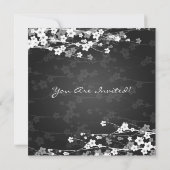 ベビーエレガントシャワーさくらんぼブロッサムブラック 招待状 (裏面)