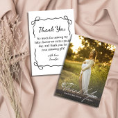 ベビーエレガントシャワーのミニマル写真の脚本 サンキューカード