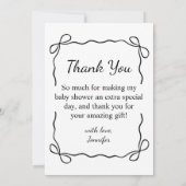 ベビーエレガントシャワーのミニマル写真の脚本 サンキューカード (裏面)