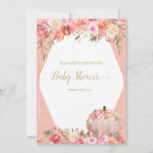 ベビーエレガントシャワーゲームの上または下のカボチャ 招待状 (裏面)