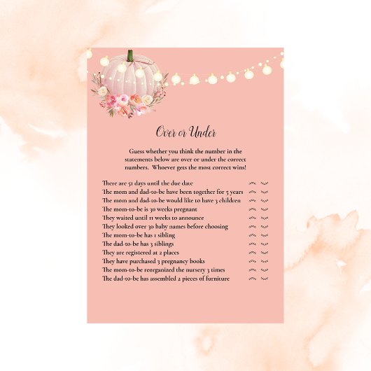 ベビーエレガントシャワーゲームの上または下のカボチャ 招待状