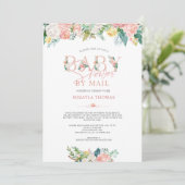 ベビーエレガントシャワーバイメールバラ金ゴールドピンクフローラ 招待状 (スタンド正面)