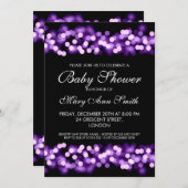 ベビーエレガントシャワーパープルハリウッドグラム 招待状 (正面/裏面)