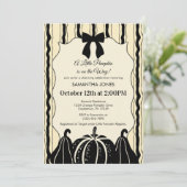 ベビーエレガントシャワーボウストライプズPumpkinsシック秋 招待状 (スタンド正面)