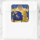 ベビーエレガントシャワーボーイプリンス王室のブルー金ゴールド スクエアシール (バッグ)