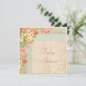 ベビーエレガントシャワーヴィンテージバラ 招待状 (スタンド正面)