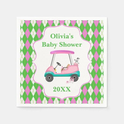 ベビーエレガントシャワー対応ゴルフカート スタンダードカクテルナプキン (正面)