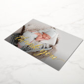 ベビーエレガントシャワー感謝してい写真You Script 箔招待状 (回転した状態)