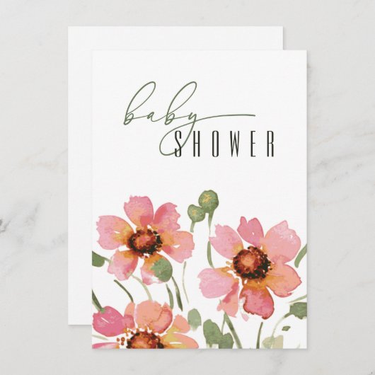 ベビーエレガントシャワー招待状テンプレート (正面/裏面)