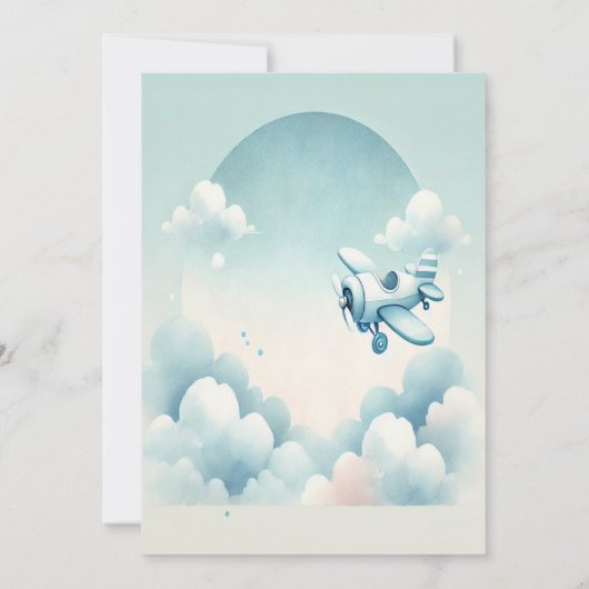 ベビーエレガントシャワー招待状 – 飛行機テーマ 招待状 (裏面)