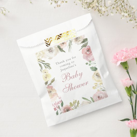 ベビーエレガントシャワー赤面ピンクフローラカスタム フェイバーバッグ (封をした状態)