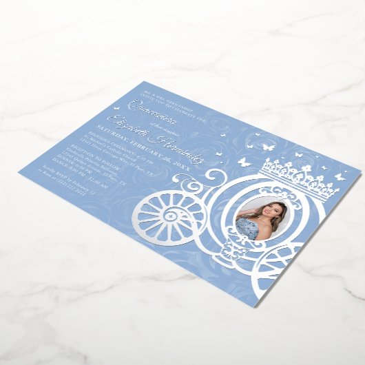 ベビーエレガントブルーキンセアニェラプリンセスフォトフォイル 箔招待状 (回転した状態)