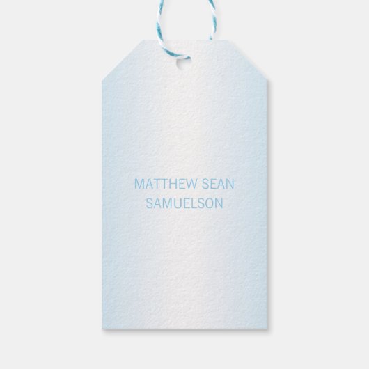 ベビーエレガントブルークロスサンキュー《キリスト教》洗礼式や命名式少年 ギフトタグ (裏面)