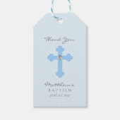 ベビーエレガントブルークロスバプテスマ/《キリスト教》洗礼式や命名式ボーイ ギフトタグ (正面)