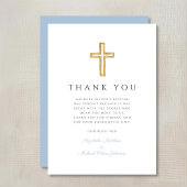 ベビーエレガントブルークロスボーイバプテスマ サンキューカード