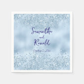 ベビーエレガントブルーグリッターとフォイル結婚ズ スタンダードカクテルナプキン (正面)