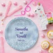 ベビーエレガントブルーグリッターとフォイル結婚ズ ペーパープレート (パーティー)