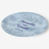 ベビーエレガントブルーグリッターとフォイル結婚ズ ペーパープレート (アングル)