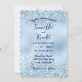 ベビーエレガントブルーグリッターとフォイル結婚ズ 招待状 (正面)