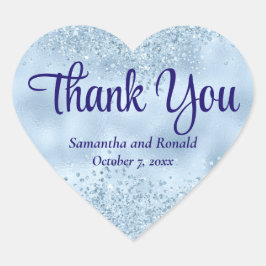 ベビーエレガントブルーグリッター&フォイル結婚ズ・サンキュー ハートシール