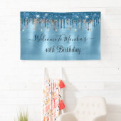 ベビーエレガントブルースパークルグリッタードリップス誕生日 横断幕 (インサイチュ)