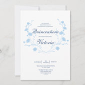 ベビーエレガントブルーフローラキンセアニェラ 招待状 (正面)