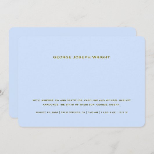 ベビーエレガントブルー誕生 案内状 (正面/裏面)