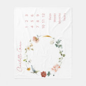 ベビーエレガントマイルストーンピンク水色フローラ フリースブランケット (正面)