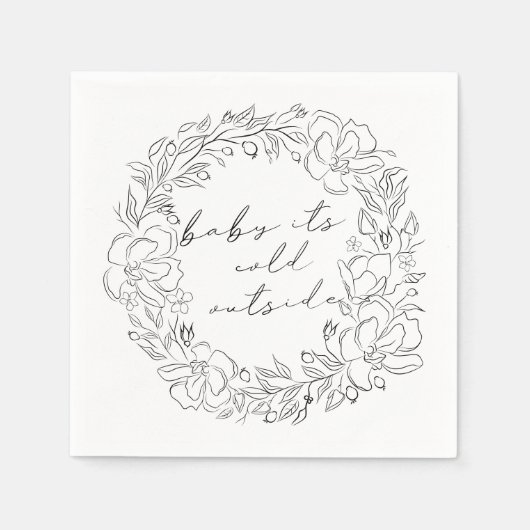 ベビーエレガント冬のシャワーライン外は寒い スタンダードカクテルナプキン (正面)