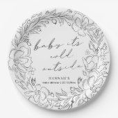 ベビーエレガント冬のシャワーライン外は寒い ペーパープレート (正面)