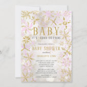 ベビーエレガント外の女の子の赤ちゃんシャワーが冷たい 招待状 (正面)