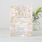 ベビーエレガント外の女の子の赤ちゃんシャワーが冷たい 招待状 (スタンド正面)