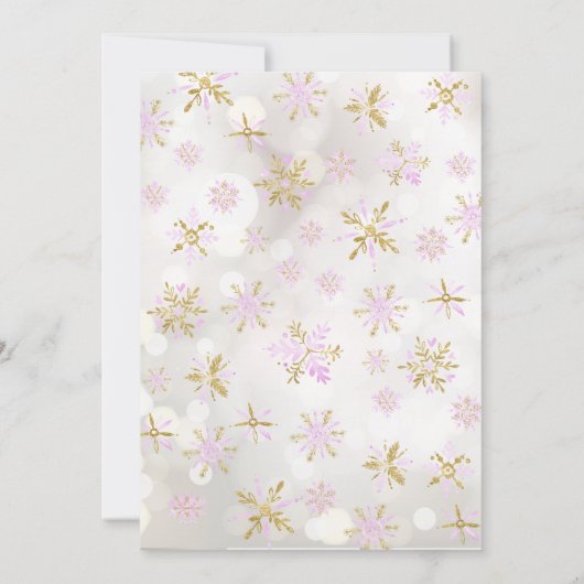 ベビーエレガント外の女の子の赤ちゃんシャワーが冷たい 招待状 (裏面)