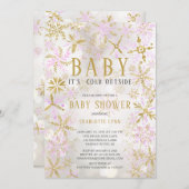 ベビーエレガント外の女の子の赤ちゃんシャワーが冷たい 招待状 (正面/裏面)