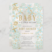 ベビーエレガント外の男の子の赤ちゃんシャワーが寒い 招待状 (正面/裏面)