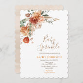 ベビーエレガント散水テラコタフローラベビーシャワー 招待状 (正面/裏面)