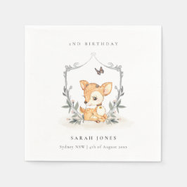 ベビーエレガント鹿フローラクレストエイジ誕生日 スタンダードカクテルナプキン