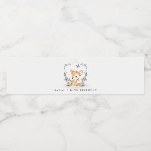 ベビーエレガント鹿フローラクレストエイジ誕生日 ペットボトルラベル (シングルラベル)