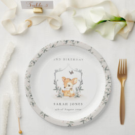 ベビーエレガント鹿フローラクレストエイジ誕生日 ペーパープレート