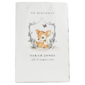 ベビーエレガント鹿フローラクレストエイジ誕生日 ミディアムペーパーバッグ (正面)