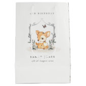 ベビーエレガント鹿フローラクレストエイジ誕生日 ミディアムペーパーバッグ (裏面)