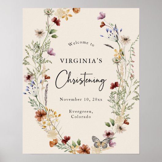 ベビーエレガント《キリスト教》洗礼式や命名式ウェルカムポスター ポスター (正面)