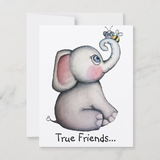 ベビーエレファントとビー招待状カード 招待状 (正面)