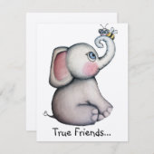 ベビーエレファントとビー招待状カード 招待状 (正面/裏面)