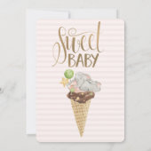 ベビーエレファントアイスクリームストライプの誕生日 招待状 (裏面)