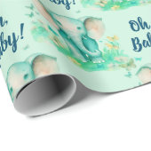 ベビーエレファントオベビーニュートラルベビーシャワー ラッピングペーパー (ロールコーナー)