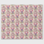 ベビーエレファントガールズパーソナライズされた誕生日 ラッピングペーパー (フラット)