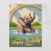 ベビーエレファントキッズハッピーバースデー ポストカード (正面)