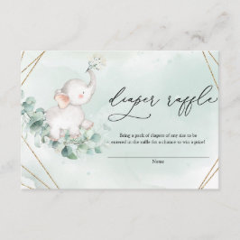ベビーエレファントグリーンユーカリ金ゴールドディパーラッフル エンクロージャーカード