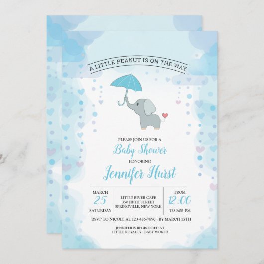 ベビーエレファントシャワー招待状 招待状 (正面/裏面)